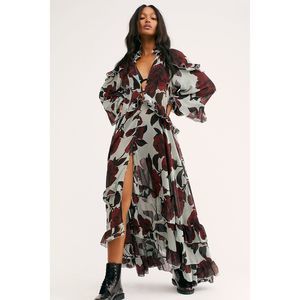 Free People Floral Maxi Dress - Red and Black